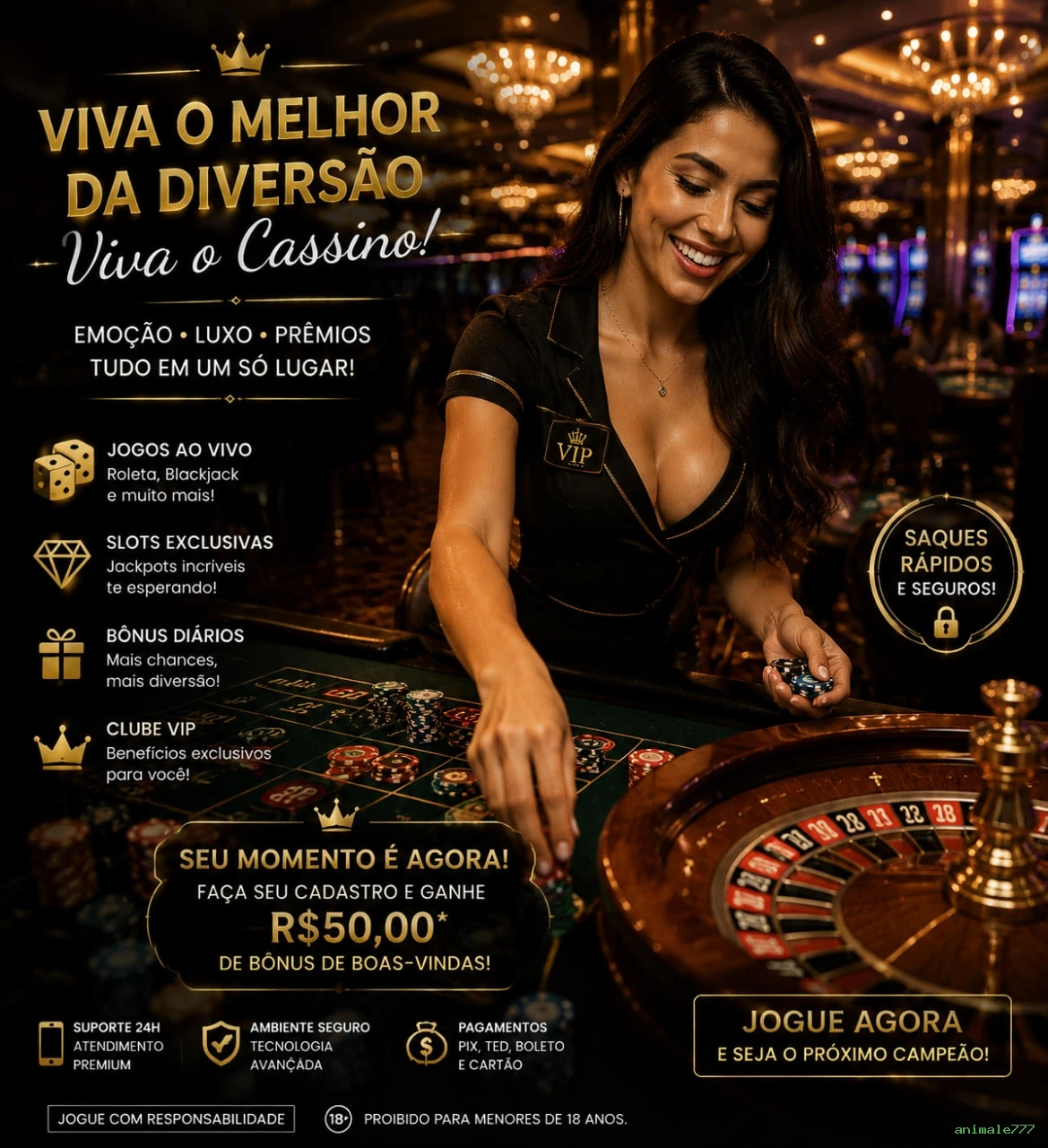 Bônus boas-vindas animale777 R$100